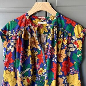 MOTHER The Slow Ride Fresh Blooms Popover Blouse, Multi, XS